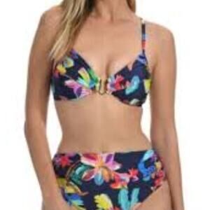 LA BLANCA INDIGO BY THE SEA UNDERWIRED DRAPED SWIMMING BIKINI TOP SIZE 10 NWT